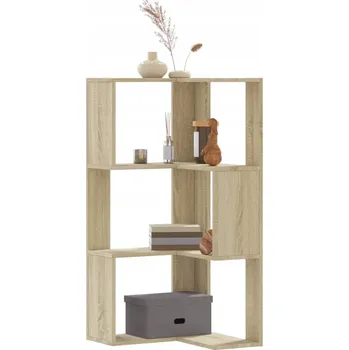 Knihovna 3-patrový rohový regál, dub sonoma, 50x50x102 cm