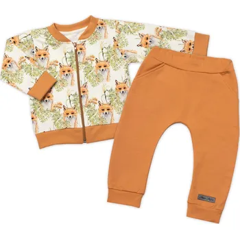 Kojenecká souprava G-baby Stylová bavlněná tepláková souprava G-baby, Lišky - hořčicová Velikost: 104 (3-4r)