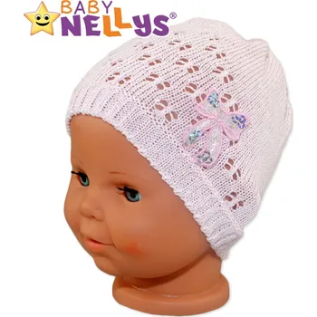 Kojenecký body Háčkovaná čepička Mašle Baby Nellys ® - s flitry - sv. růžová Velikost: 56/62 (0-3m)