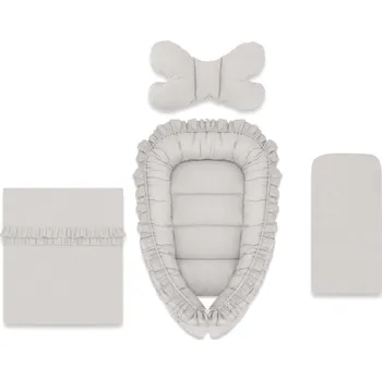 Hnízdečko pro miminko Baby Nellys 4-dílná sada oboustranné hnízdečko 55 x 75 cm, ROYAL - šedá