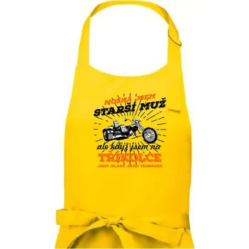 Kuchyňská zástěra Možná jsem starší muž - tříkolka - Pánská zástěra na vaření - Univerzální velikost ( Žlutá )