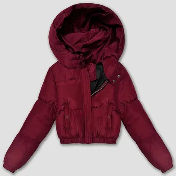 Krátká zimní bunda typu puffer ve vínové bordó barvě J Style (5M3360-1) odstíny červené S (36)