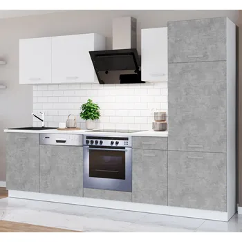 Kuchyňská linka Kuchyňská linka TONI | 270 cm | S PRACOVNÍ DESKOU | bílá/bellato šedá