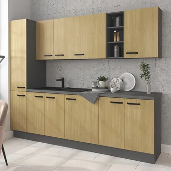 Kuchyňská linka Kuchyňská linka Nessant 260 cm šedá rybí kost