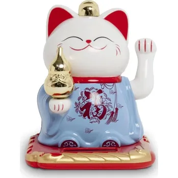 Made in Japan Kočka štěstí mávající solární se znakem Fu 10,5 cm