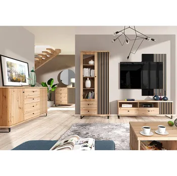 Obývací stěna Obývací stěna CALI | 5 dílů + ČERNÉ NOHY | sestava A | artisan