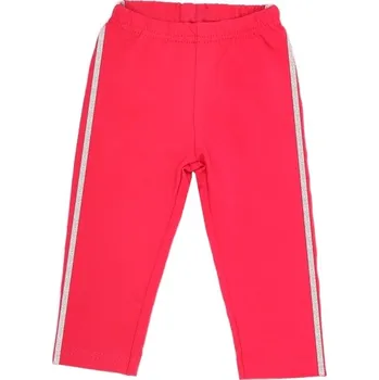 Kojenecké oblečení Mamatti Bavlněné legíny, tepláčky s ozdobným bočním stříbrným páskem Heart - červené Velikost: 68 (3-6m)