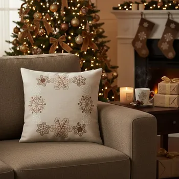 Polštář Návlek na polštář, Kouzelné vločky, béžový, 40 x 40 cm