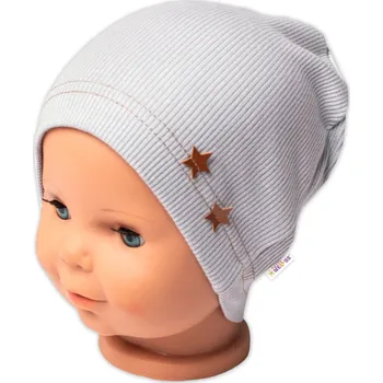 Kojenecký body Baby Nellys Žebrovaná čepice Hvězdičky - šedá Velikost: 80/86 (12-18m)
