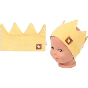 Kojenecký body Baby Nellys Dvouvrstvá čelenka, Hand Made, bavlna, Korunka STAR - hořčicová, 80/98 Velikost: 80-98 (9-36m)