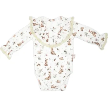 Kojenecký body Nicol Body dlouhý rukáv s krajkovým volánkem, Bunny, Nicol, krémové Velikost: 80 (9-12m)