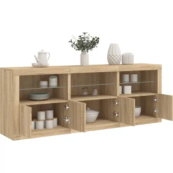 přebalovací pult a komoda Příborník s LED osvětlením dub sonoma 181,5 x 37 x 67 cm Hnědá3209004