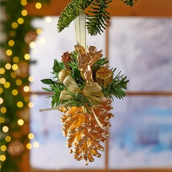 Vánoční dekorace 3Pagen 000 dekorace z jedlových šišek zlatá