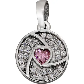 Přívěsek Zlaton Přívěsek bílé zlato srdce s růžovým kamenem 1.5cm 1.15g 000032107234