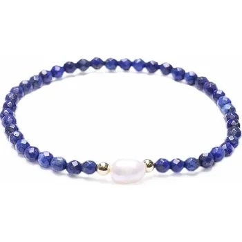 Náramek Lapis lazuli s perlou módní náramek extra kvalita broušené korálky obvod cca 16 až 22 cm