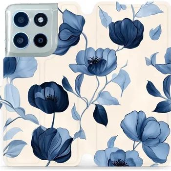 Pouzdro na mobilní telefon Flipové pouzdro Mobiwear - Motorola Moto G56 5G - VP73S Modrá krása květů (Knížkové flip pouzdro, obal, kryt na mobil Motorola Moto G56 5G - VP73S Modrá krása květů, materiál Umělá kůže + TPU - ochrana 360°, stojánek, silikonová vanička, magnetické zavírá