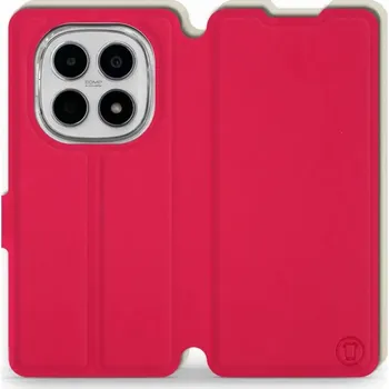 Pouzdro na mobilní telefon Flipové pouzdro Mobiwear Semiš - Xiaomi Redmi Note 15 5G - Rudé & Béžové (Knížkové semišové flip pouzdro, obal, kryt na mobil Xiaomi Redmi Note 15 5G - Rudé & Béžové, materiál semiš + TPU, ochrana 360°, stojánek, silikonová vanička, magnetické zavírání)