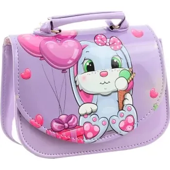 Dětská lesklá kabelka s králíčkem přes rameno, fialová