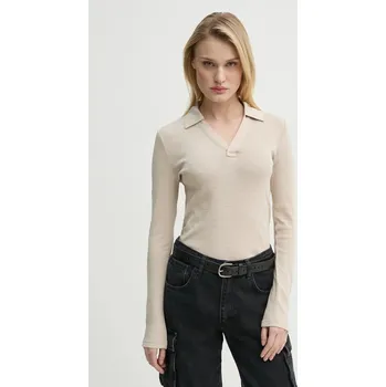 Pánské tričko Bavlněné tričko s dlouhým rukávem G-Star béžová barva, D26074-D958 D26074.D958 80X, vel. L