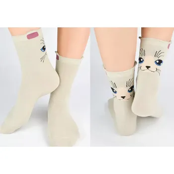 Dámské punčochy Dívčí ponožky Kočička SB156 - 27-30 / béžová