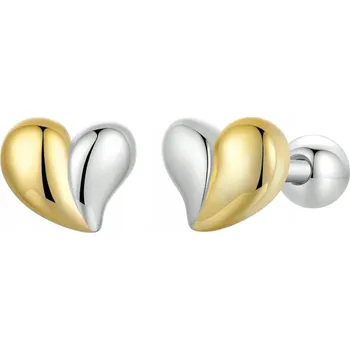 Náušnice Náušnice GOLDEN HEARTS, stříbro mini, dvoubarevné