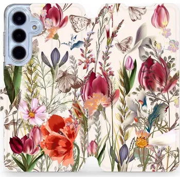 Pouzdro na mobilní telefon Flipové pouzdro Mobiwear - Samsung Galaxy S25 FE - MP01S Rozkvetlá louka (Knížkové flip pouzdro, obal, kryt na mobil Samsung Galaxy S25 FE - MP01S Rozkvetlá louka, materiál Umělá kůže + TPU - ochrana 360°, stojánek, silikonová vanička, magnetické zavírání