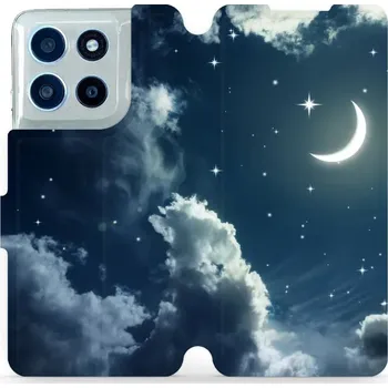 Pouzdro na mobilní telefon Flipové pouzdro Mobiwear - Motorola Moto G56 5G - V145P Noční obloha s měsícem (Knížkové flip pouzdro, obal, kryt na mobil Motorola Moto G56 5G - V145P Noční obloha s měsícem, materiál Umělá kůže + TPU - ochrana 360°, stojánek, silikonová vanička,)