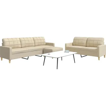 Pohovka zahrada-XL 3dílná sedací souprava s podnožkou krémová textil 3278329