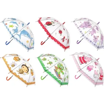 Deštník Průhledný vystřelovací deštník se zvířátky