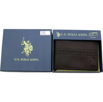 Peněženka Muž hnědá kožená peněženka US Polo Assn.