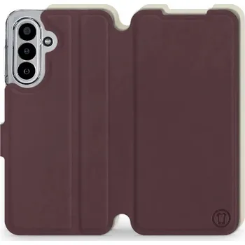 Pouzdro na mobilní telefon Flipové pouzdro Mobiwear Semiš - Samsung Galaxy A17 / A17 5G - Bordové & Béžové (Knížkové semišové flip pouzdro, obal, kryt na mobil Samsung Galaxy A17 / A17 5G - Bordové & Béžové, materiál semiš + TPU, ochrana 360°, stojánek, silikonová vanička, magnetic