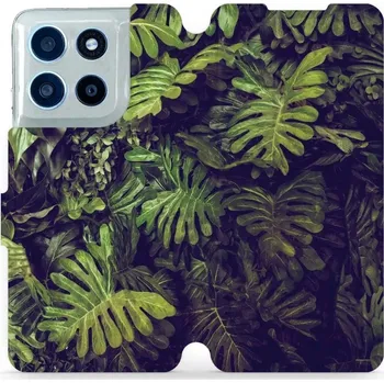 Pouzdro na mobilní telefon Flipové pouzdro Mobiwear - Motorola Moto G56 5G - V136P Zelená stěna z listů (Knížkové flip pouzdro, obal, kryt na mobil Motorola Moto G56 5G - V136P Zelená stěna z listů, materiál Umělá kůže + TPU - ochrana 360°, stojánek, silikonová vanička, magnetické)