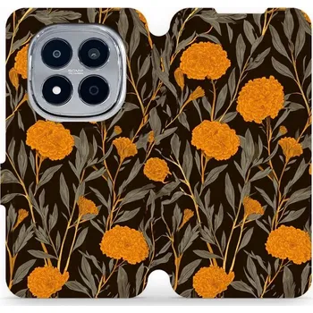 Pouzdro na mobilní telefon Flipové pouzdro Mobiwear - Xiaomi Redmi Note 15 Pro Plus 5G - V175S Oranžové květiny (Knížkové flip pouzdro, obal, kryt na mobil Xiaomi Redmi Note 15 Pro Plus 5G - V175S Oranžové květiny, materiál Umělá kůže + TPU - ochrana 360°, stojánek, silikonová)