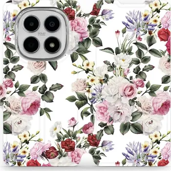 Pouzdro na mobilní telefon Mobiwear Flipové pouzdro pro Xiaomi Redmi Note 15 5G Růže na bílé