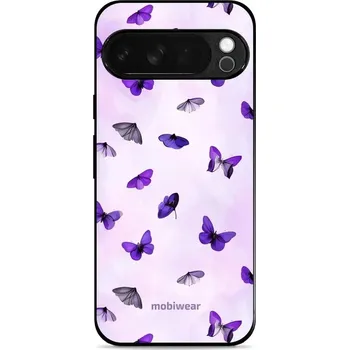 Pouzdro na mobilní telefon Lesklý kryt Mobiwear Glossy - Google Pixel 10 Pro XL - GP77G Fialoví motýlci (Prémiové lesklé pouzdro, obal, kryt Mobiwear Glossy na mobil Google Pixel 10 Pro XL - GP77G Fialoví motýlci, materiál Plast + TPU silikon - krytí po všech stranách, neošoupateln