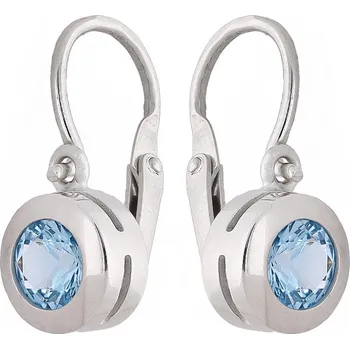 Náušnice Zlaton Náušnice bílé zlato visací s modrými zirkony 1.5cm 1.25g 000352701235