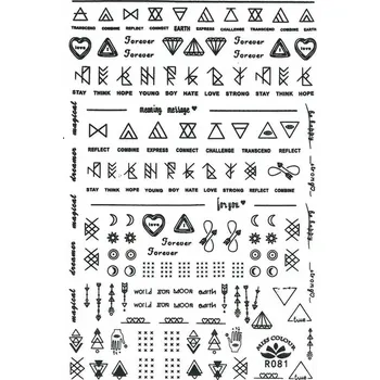 Samolepky na nehty R081 Černé - Mix vzorů