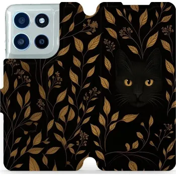 Pouzdro na mobilní telefon Flipové pouzdro Mobiwear - Motorola Moto G56 5G - V164S Černá kočka (Knížkové flip pouzdro, obal, kryt na mobil Motorola Moto G56 5G - V164S Černá kočka, materiál Umělá kůže + TPU - ochrana 360°, stojánek, silikonová vanička, magnetické zavírání)