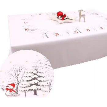 ubrus Vánoční ubrus – Bílý, voděodolný, sněhuláci, 110x155 cm