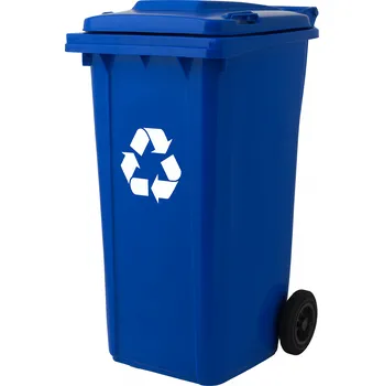Venkovní odpadkový koš Ekspan Plastová nádoba na odpad s kolečky – 240 l, barevná Barva: Modrá