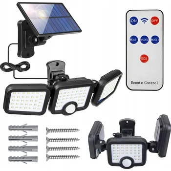 Nástěnné svítidlo Solární LED nástěnné svítidlo s děleným panelem, senzorem a dálkovým ovládáním - JD