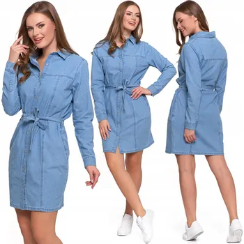 Dámské šaty ŠATY dámské džínové košilové šaty ke kolenům rozepínací módní MORAJ XL