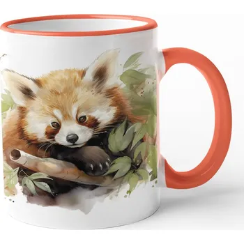 Keramický hrnek s pandou červenou, Barva Oranžová, Velikost 330 ml, Canvas Keramický hrnek s barevným uchem Bezvatriko.cz 3052