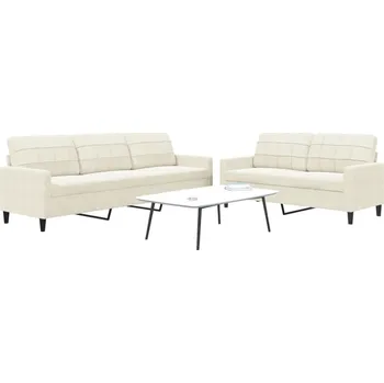 Pohovka zahrada-XL 2dílná sedací souprava s poduškami krémová samet 3278479