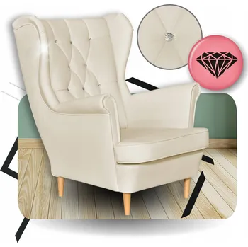 Křeslo Křeslo Ušák z eko kůže Gaja Skandinávský styl Family meble béžové krémové