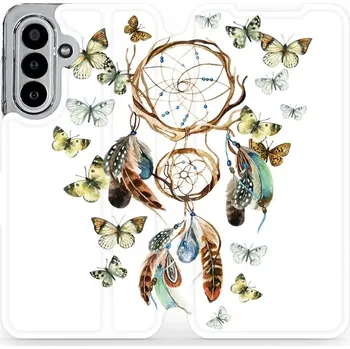 Pouzdro na mobilní telefon Flipové pouzdro Mobiwear - Samsung Galaxy A17 / A17 5G - M001P Lapač a motýlci (Knížkové flip pouzdro, obal, kryt na mobil Samsung Galaxy A17 / A17 5G - M001P Lapač a motýlci, materiál Umělá kůže + TPU - ochrana 360°, stojánek, silikonová vanička,)