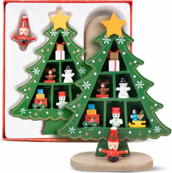 Vánoční dekorace VÁNOČNÍ OZDOBA ZELENÝ STROMEČEK NA STŮL VÁNOCE DŘEVĚNÝ 14 x 18 cm Zelená