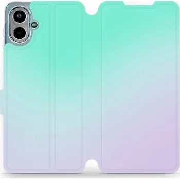 Pouzdro na mobilní telefon Flipové pouzdro Mobiwear - Samsung Galaxy A07 - VP63S Mátový a fialový odstín (Knížkové flip pouzdro, obal, kryt na mobil Samsung Galaxy A07 - VP63S Mátový a fialový odstín, materiál Umělá kůže + TPU - ochrana 360°, stojánek, silikonová vanička, magnetick