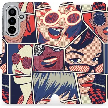 Pouzdro na mobilní telefon Flipové pouzdro Mobiwear - Samsung Galaxy A17 / A17 5G - VP18P Komiks (Knížkové flip pouzdro, obal, kryt na mobil Samsung Galaxy A17 / A17 5G - VP18P Komiks, materiál Umělá kůže + TPU - ochrana 360°, stojánek, silikonová vanička, magnetické zavírání)