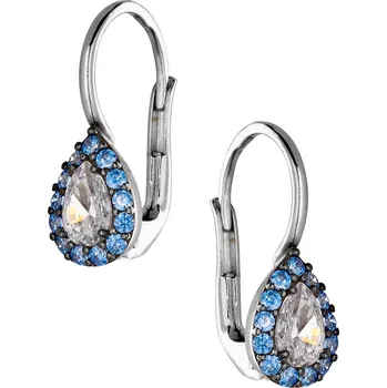 Náušnice Zlaton Náušnice bílé zlato kapka s modrými zirkony 1.9cm 3.05g 001082305243